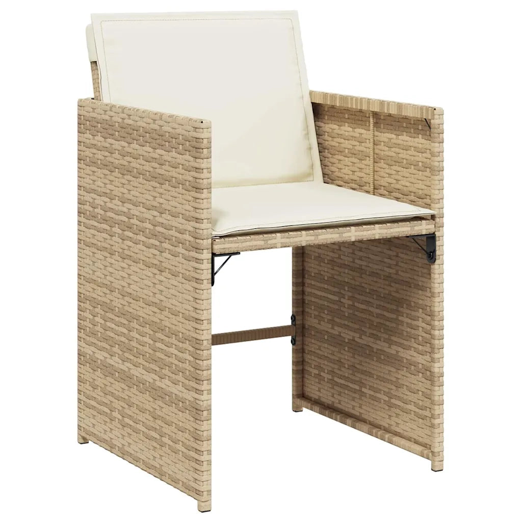 Sedie da Giardino con Cuscini 4 pz Beige in Polyrattan 364987