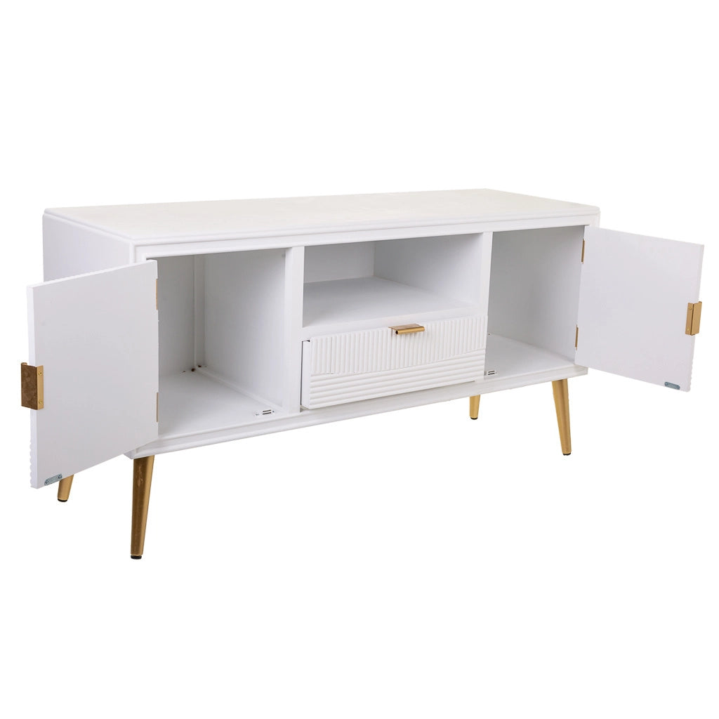 Mobile base in legno bianco 121x40,5x61,5h