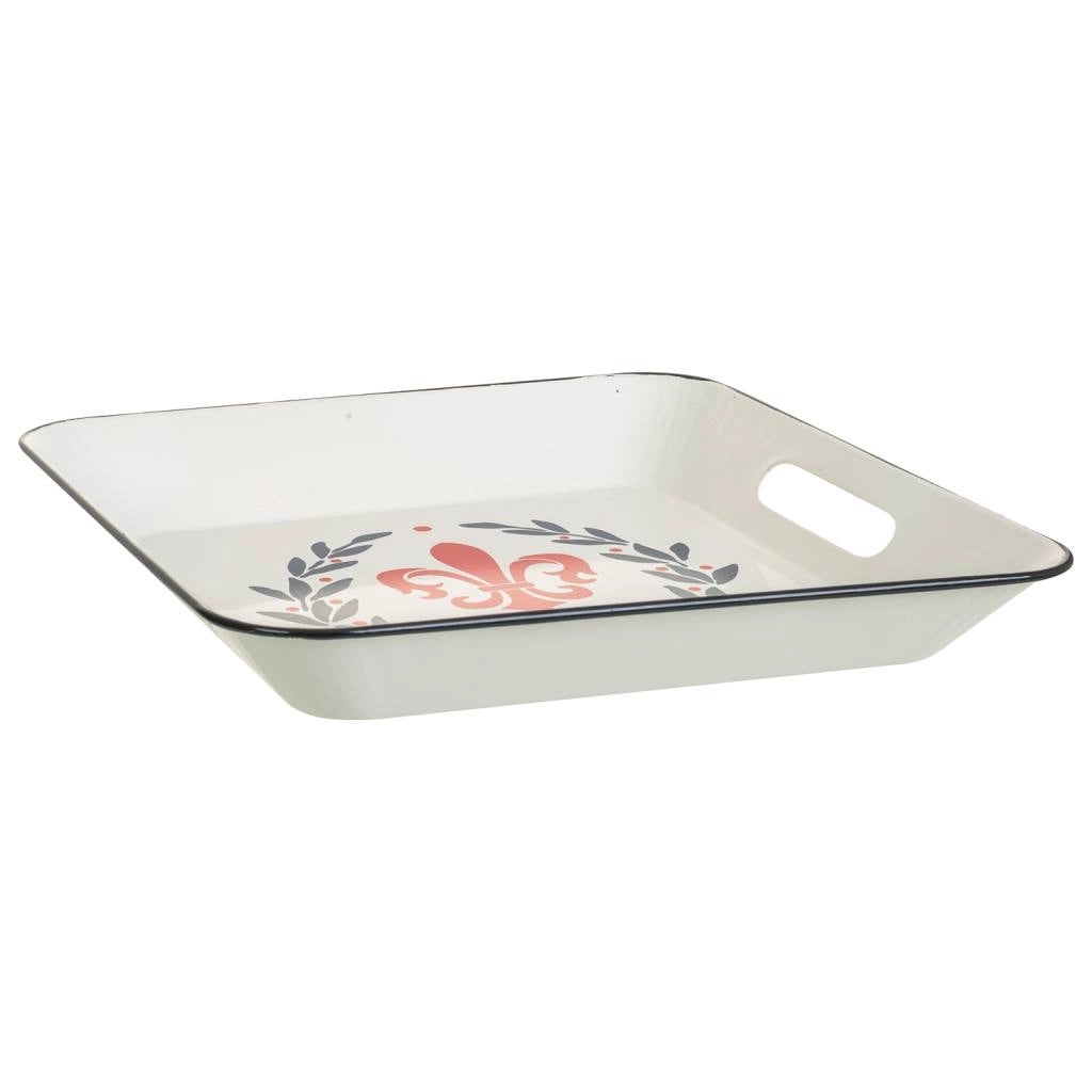 Vassoio in metallo bianco 28,5x28,5x4h