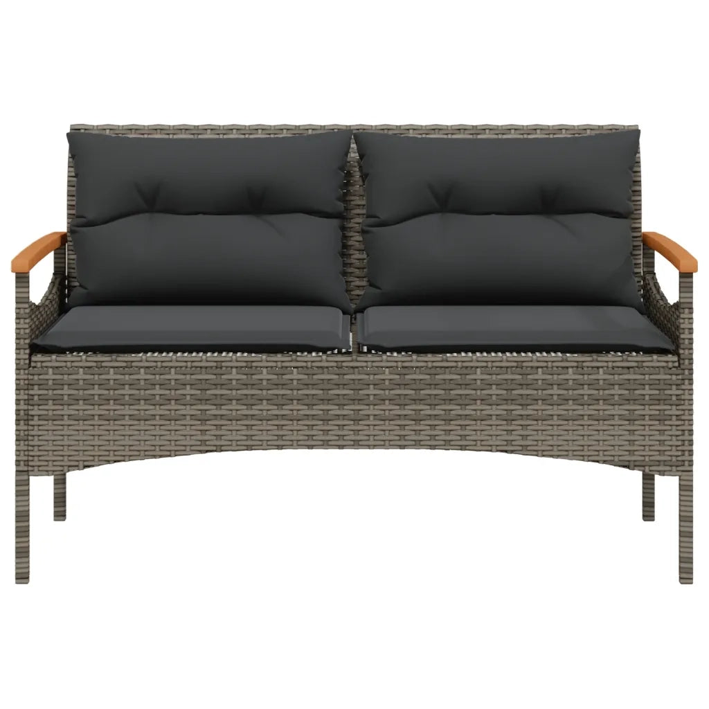 Panchina Giardino con Cuscini 116x62,5x74 cm Grigia Polyrattan 368402
