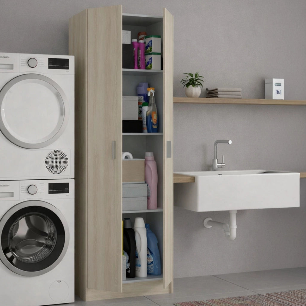 Aragorn, Armadio Multiuso 2 Ante 3 Ripiani, 59x180h cm Marrone Rovere