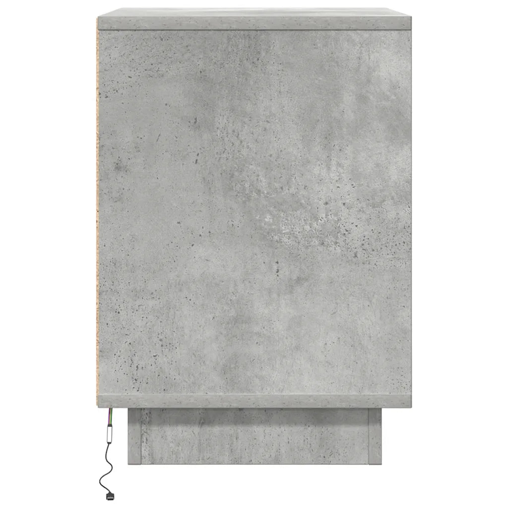 Comodino | Armadio da Notte | Mobiletto da notte con Luci LED Grigio Cemento 38x34x50 cm