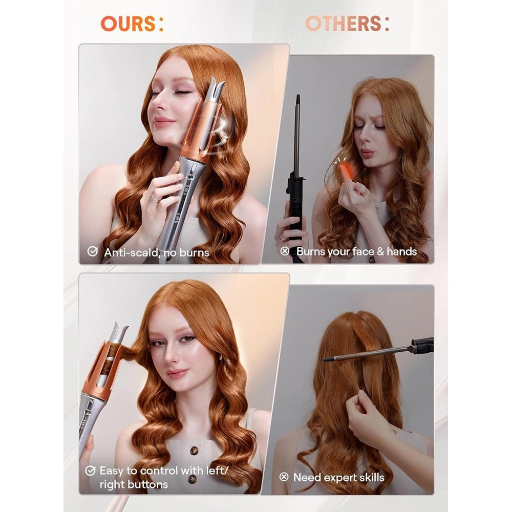 Trade Shop - Arricciacapelli Automatico Con 3 Temperature Rotazione Antigroviglio Per Styling Capelli -