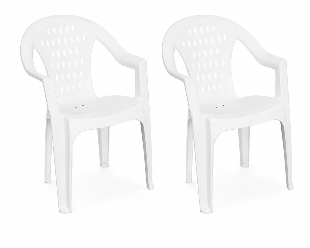 Tressi, Set 2 Poltrone in Polipropilene 57×61,5×79 cm con Braccioli Bianco