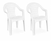 Tressi, Set 2 Poltrone in Polipropilene 57×61,5×79 cm con Braccioli Bianco