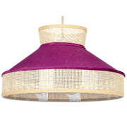Lampadario lampada a sospensione in rattan rosa naturale con paralume in velluto boho illuminazione