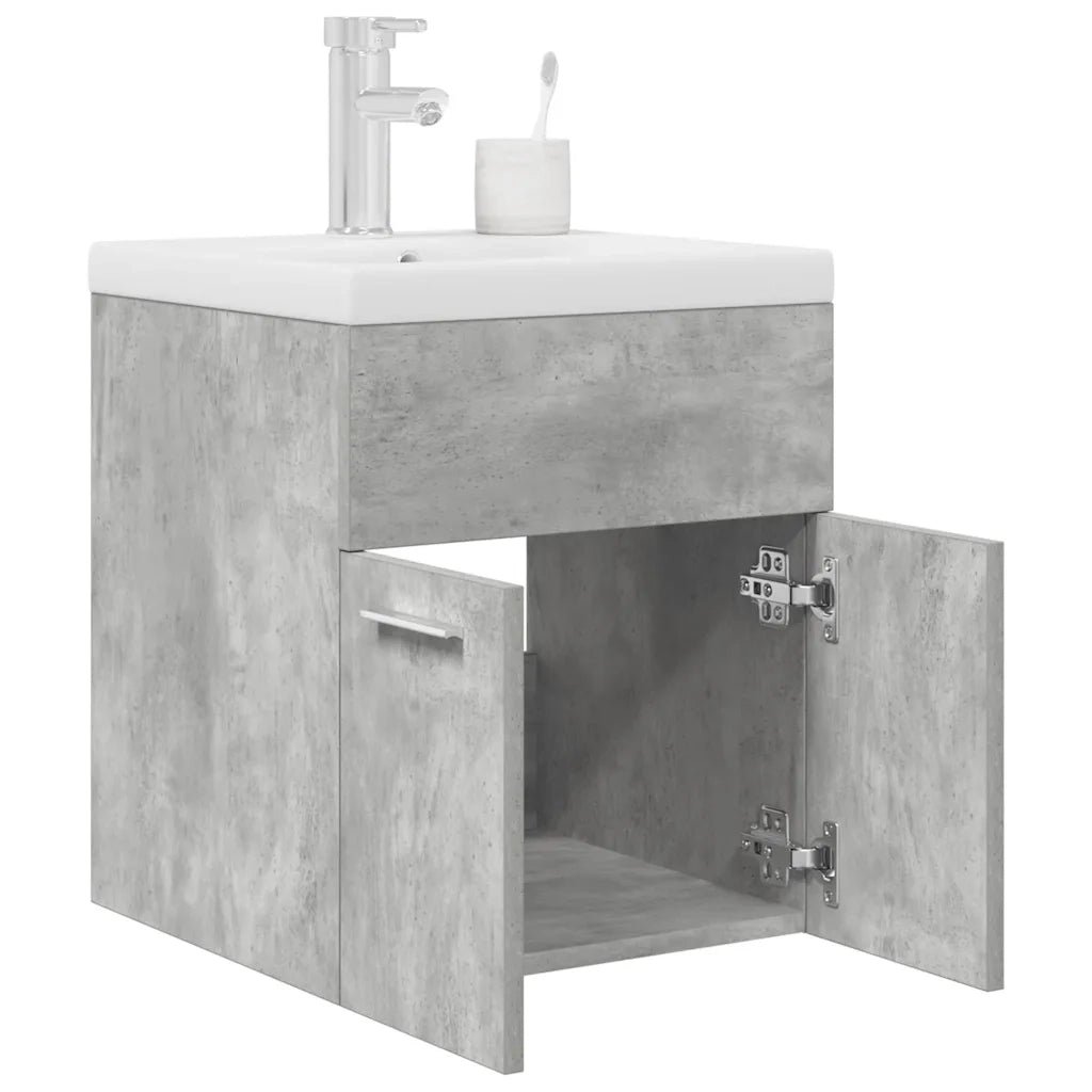 vidaXL Mobile da Bagno con Lavabo Integrato e Rubinetto Grigio Cemento