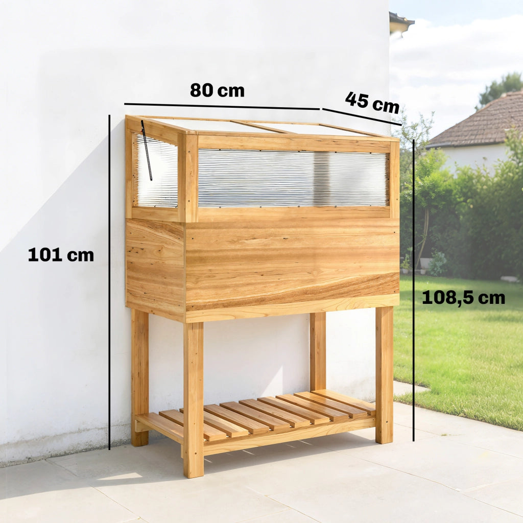 Hochbeet con serra in legno ¨C zephmum ¨C 100x50x80