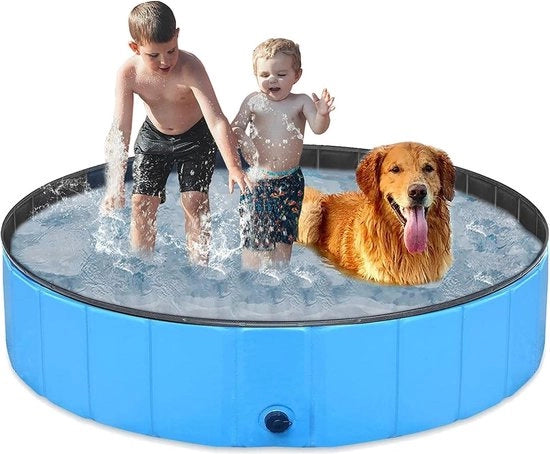 Piscina per cani in PVC pieghevole - Vasca antiscivolo per bambini e animali domestici - Esterno - Patio - Bagno - Colore blu 120 * 30