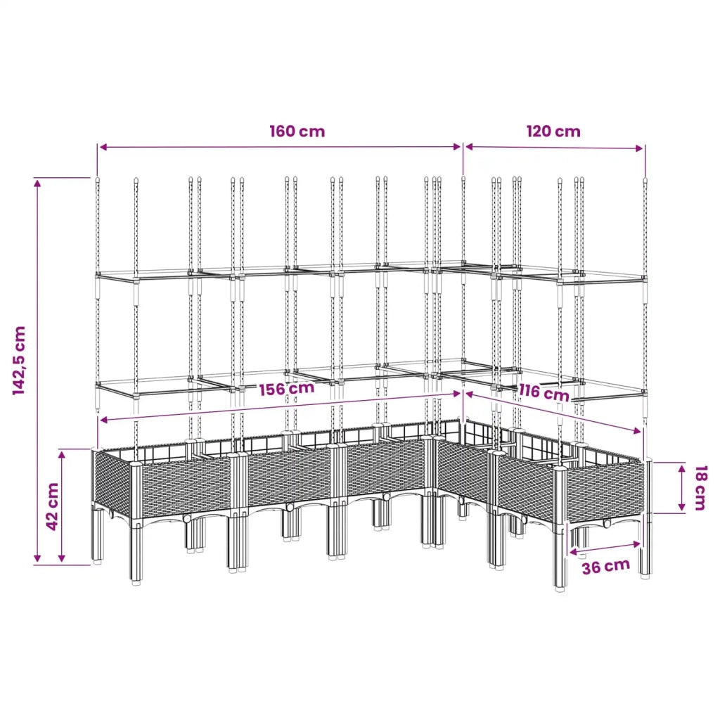 Fioriera Giardino con Graticcio Marrone 160x120x142,5 cm in PP 367970