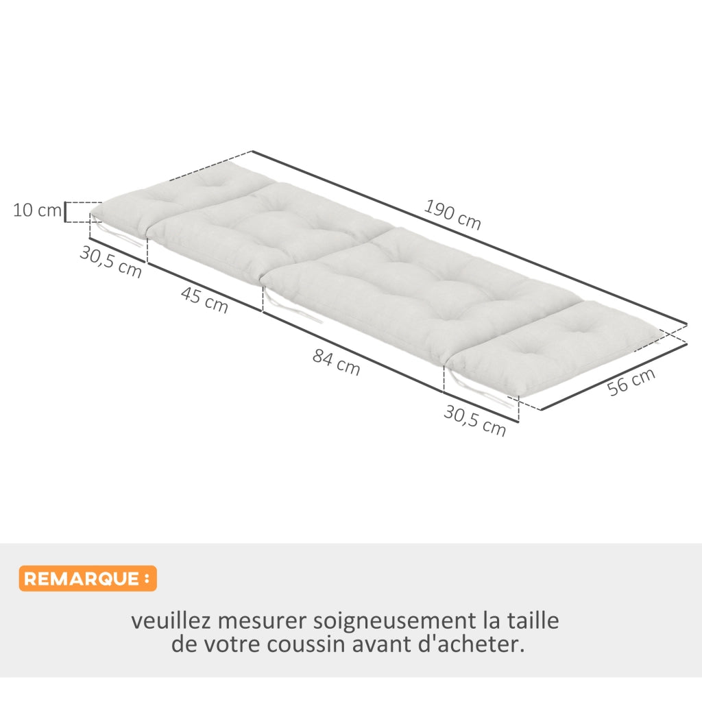 Cuscini per Chaise Longue ¨C zephmum ¨C 2 Pezzi, Grigio Chiaro, 190x56x10 cm