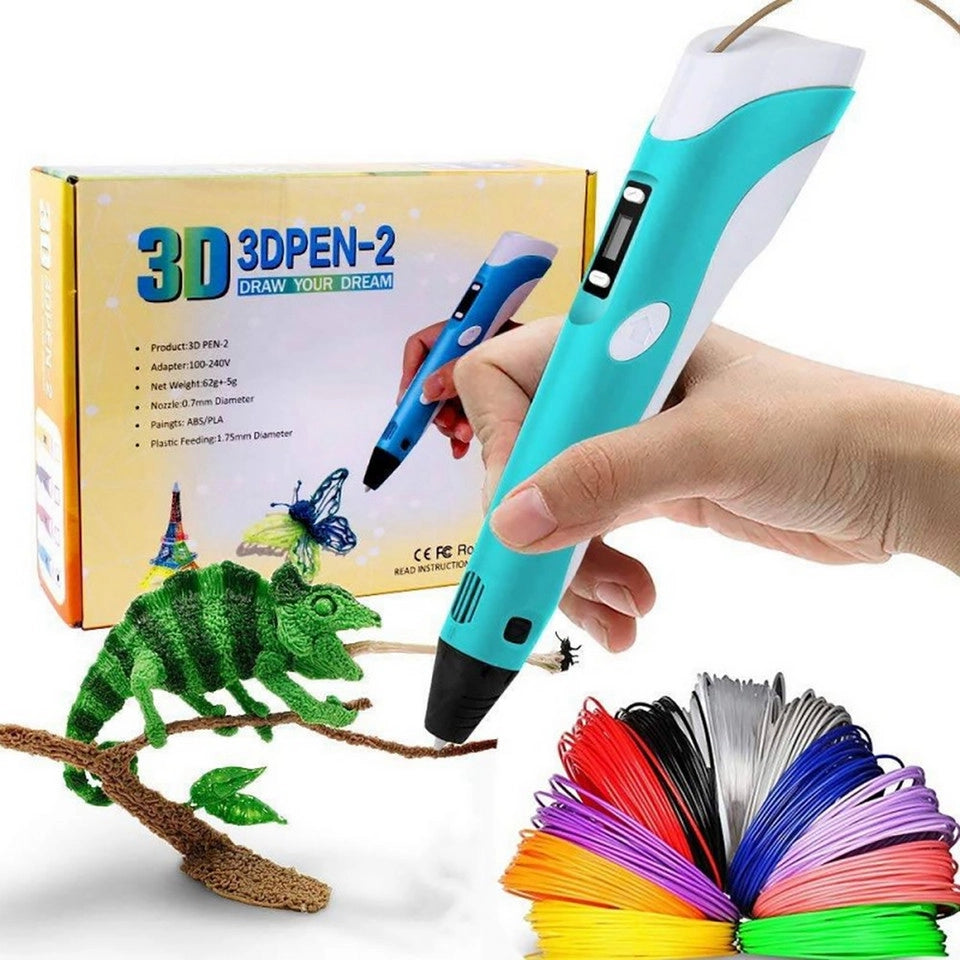 PENNA 3D PEN STEREOSCOPICA PER DISEGNI TRIDIMENSIONALI SET FILAMENTI INCLUSI