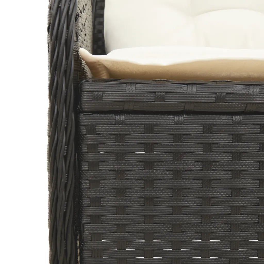 vidaXL Set Divani da Giardino 3 pz con Cuscini in Polyrattan Nero