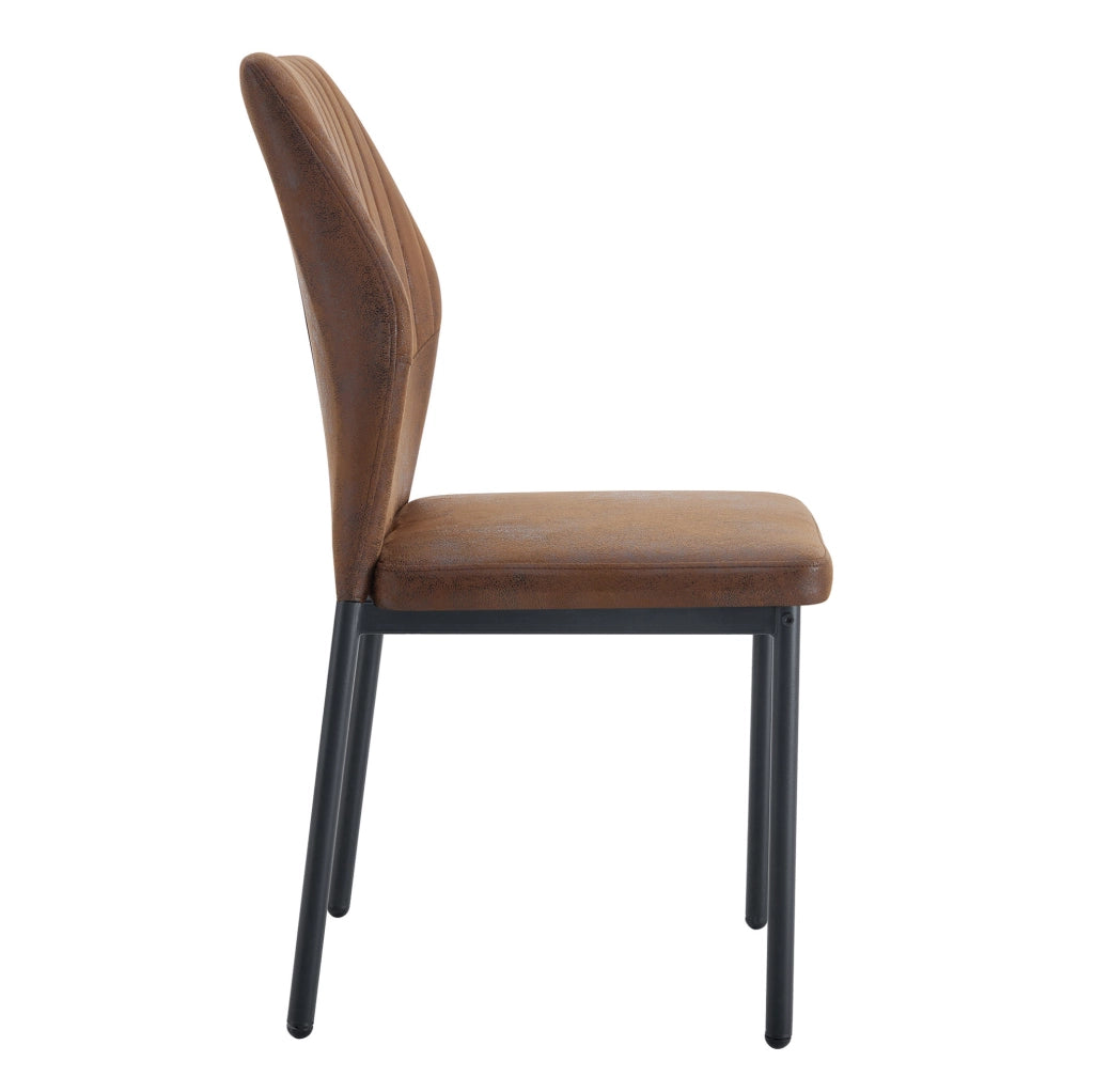 Set 4 sedie da pranzo moderne in tessuto marrone e nero con struttura in metallo