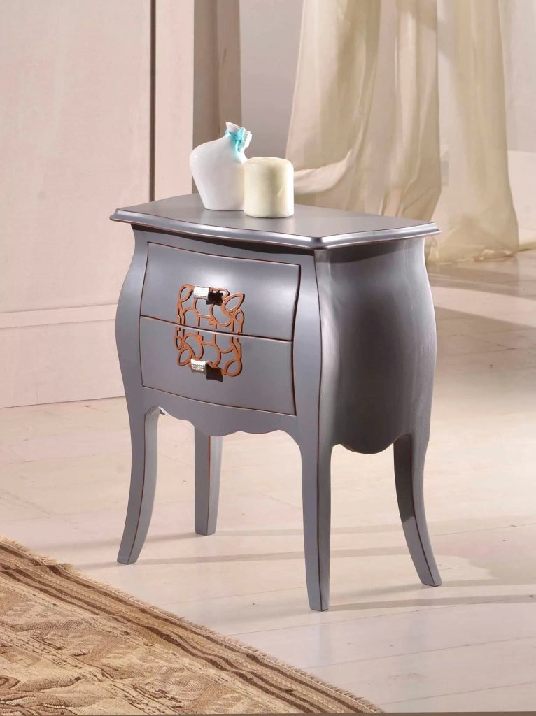Comodino bombato legno grigio spigolato 50x30x60 - Mobili 2G