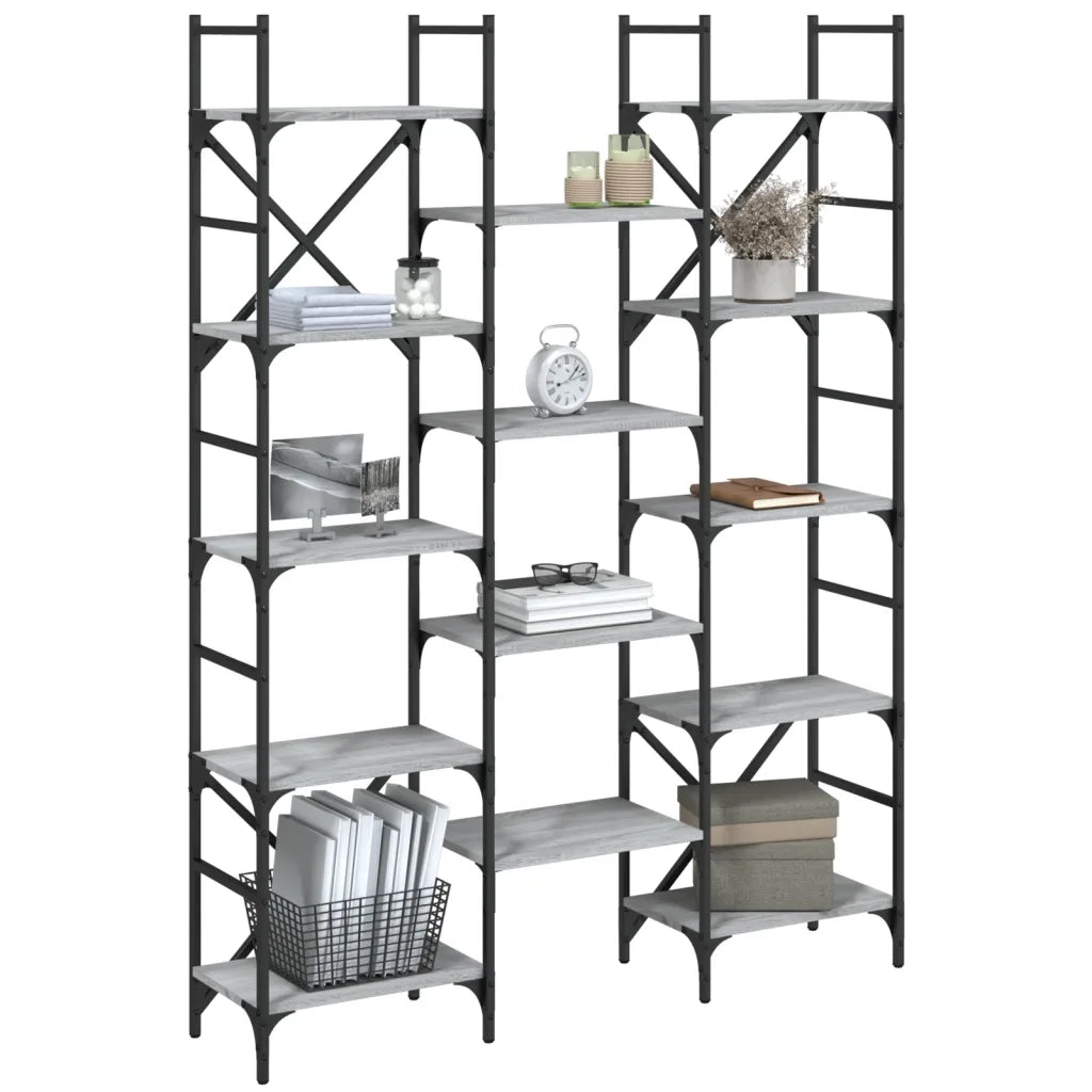 Libreria Grigio Sonoma 127,5x28,5x172,5 cm in Legno Multistrato 838871