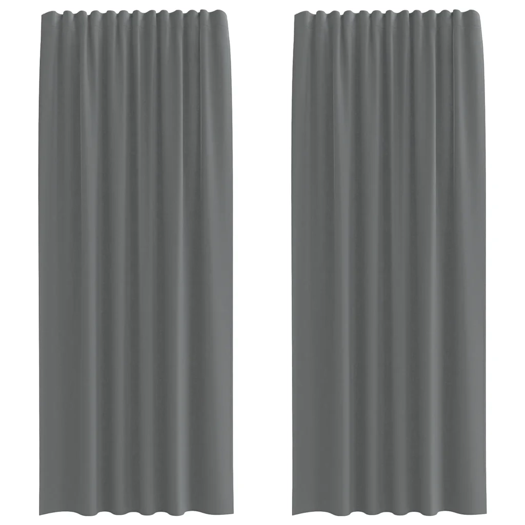 Tende in Voile con Tasche per Aste 2 pz Grigio Scuro