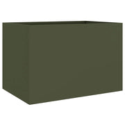 Aiuola rialzata/fioriera color oliva per piante fiori e patio/giardino 62 x 40 x 39 cm acciaio verde 02_0038706