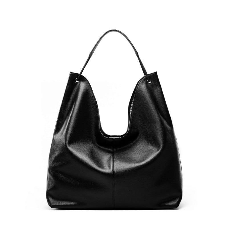 Borsa a mano da donna in vera pelle, nera.
