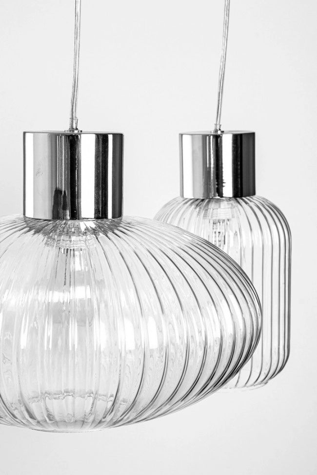 Lampadario 3 luci trasparente 85x30x120h