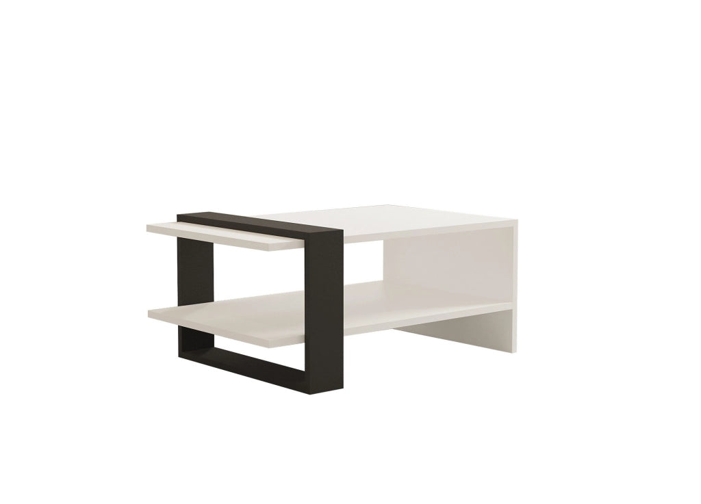 Tavolo basso in legno "Funda" - 80 x 55 x 35 cm - Antracite Bianco