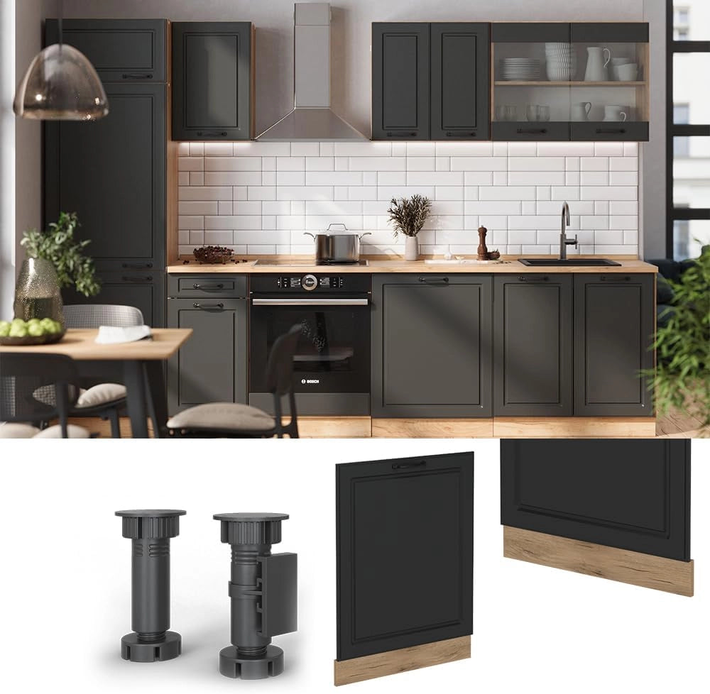Pannello frontale della lavastoviglie R-Line, Nero lucido, 60 cm senza piano di lavoro