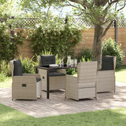 Set da pranzo da giardino  5 pezzi grigio chiaro in rattan sintetico