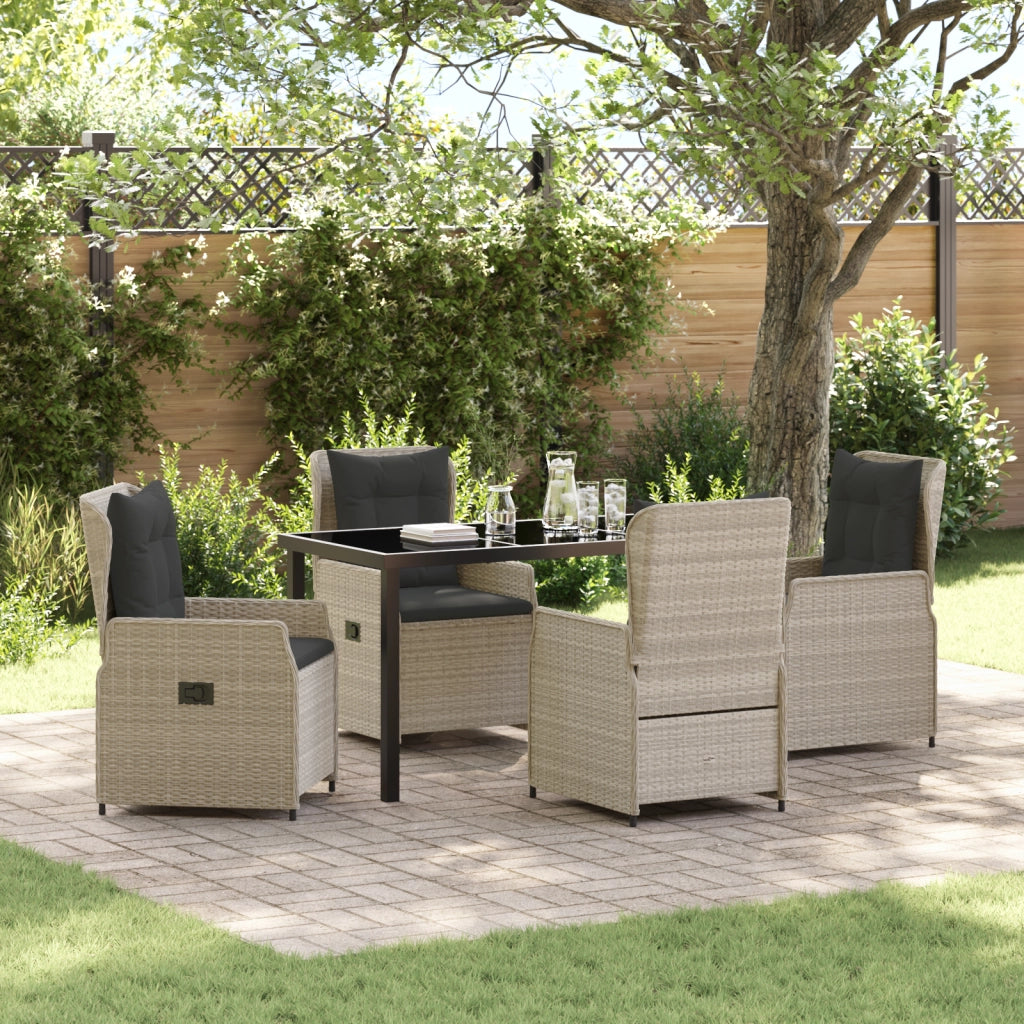 Set da pranzo da giardino  5 pezzi grigio chiaro in rattan sintetico