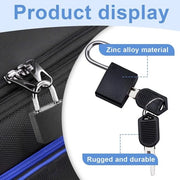Set di sicurezza per bagagli - Nero - Chiave - Set a 2 pezzi - Viaggi - Adatto per bagagli - Esecuzione nera di chiusura bagagli con chiave, chiusura mini a muro con chiave, chiusura bagagli piccola (nero)