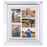 Cornice Multifoto Argento Vetro Specchiato 49 x 44 cm per 5 Foto 10 x 15 cm Collage Apertura