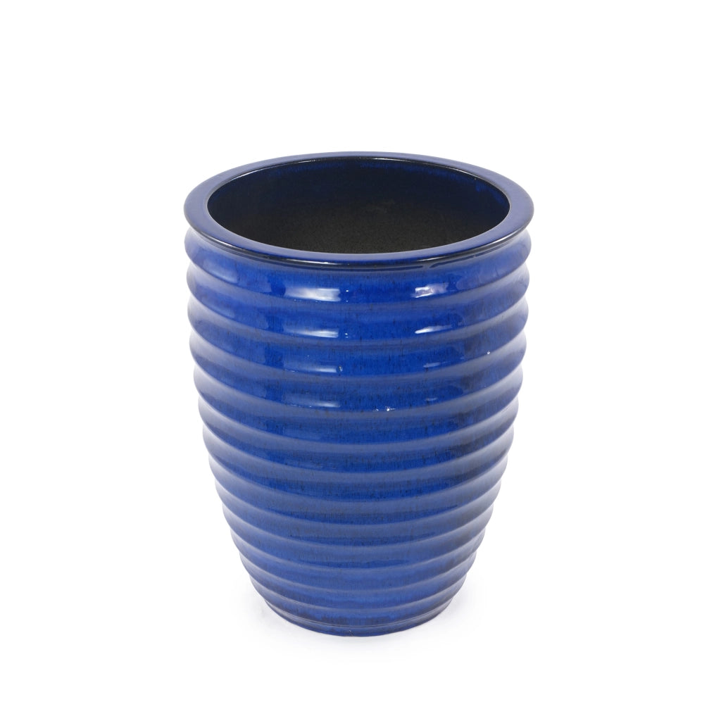 Vaso in ceramica artigianale smaltato blu zaffiro Ø 42 × H 54 cm