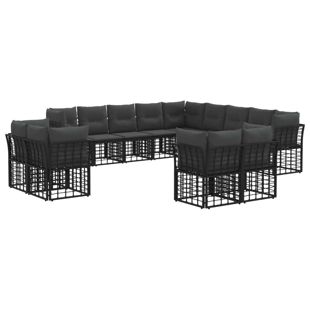 Set di divani da esterno Nero e Grigio scuro Poliestere