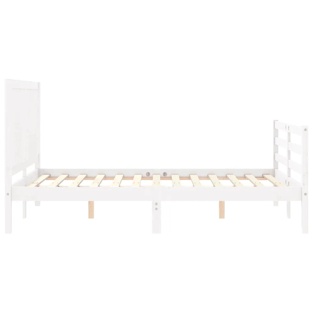 Giroletto con Testiera-Struttura Letto con testiera Bianco 120x200 cm in Legno Massello 300668