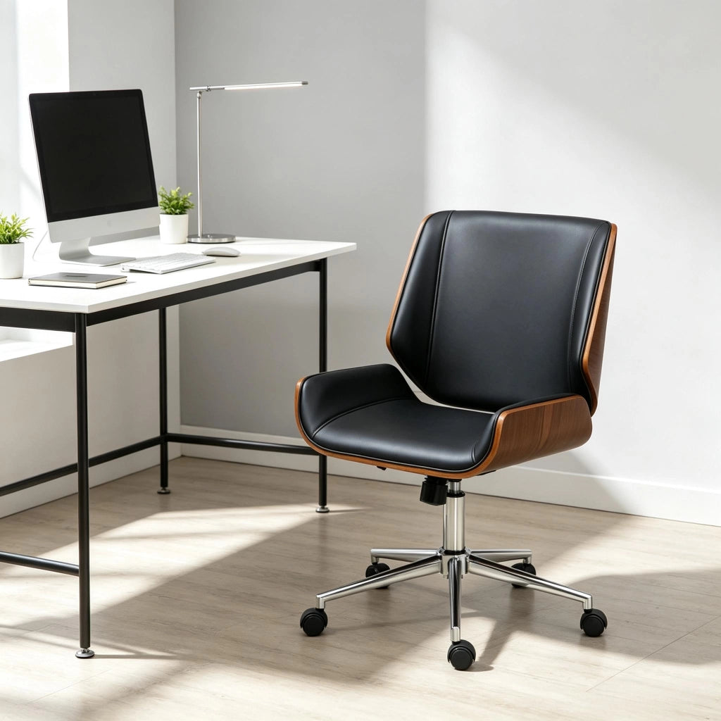 SEDIA UFFICIO ergonomica girevole 53x60x86-96 cm nero marrone scuro