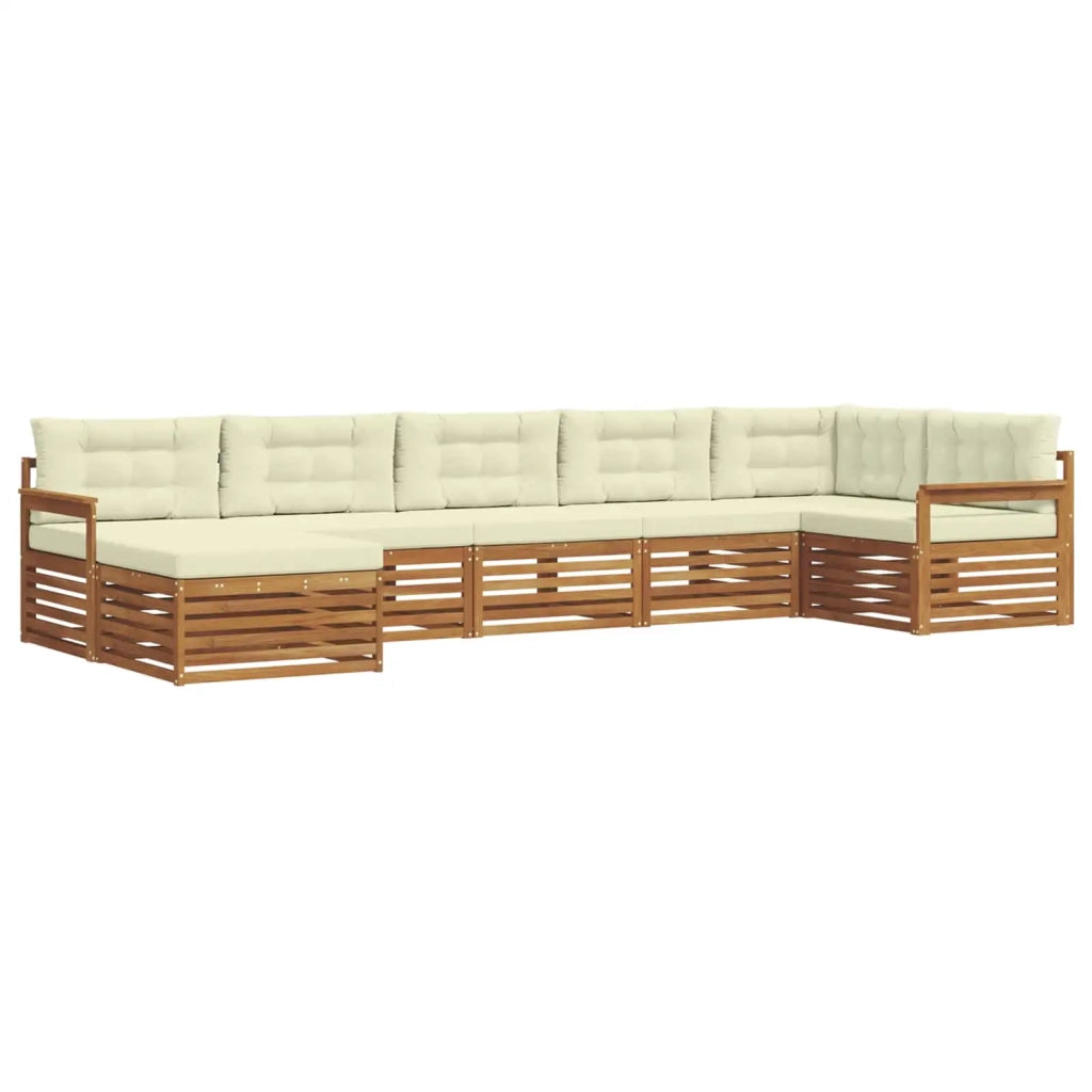 Set divani 7 pcs Naturale e Crema Legno di Acacia Massello 3373805
