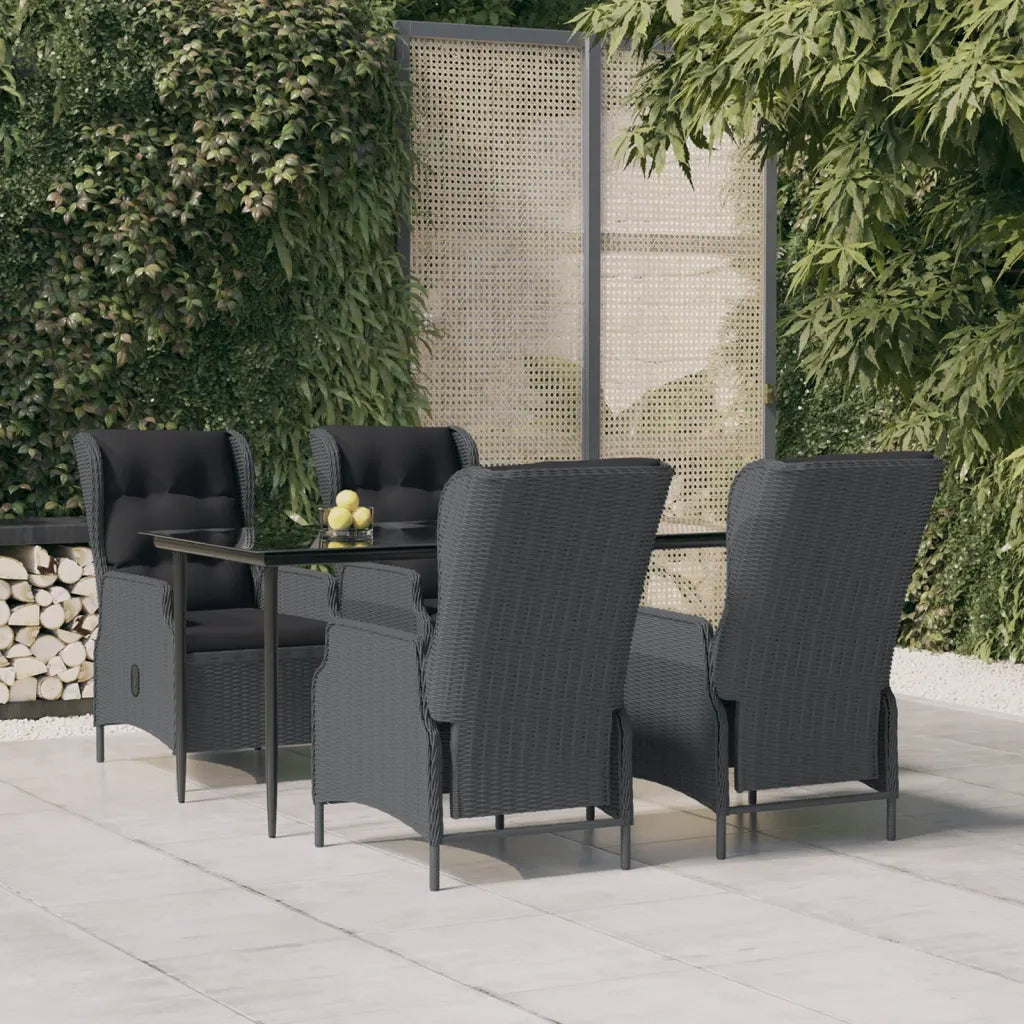 Set da Pranzo da Giardino 5 pz Grigio Scuro in Polyrattan cod mxl 35461