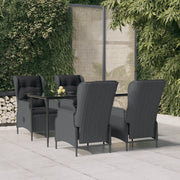 Set da Pranzo da Giardino 5 pz Grigio Scuro in Polyrattan cod mxl 35461