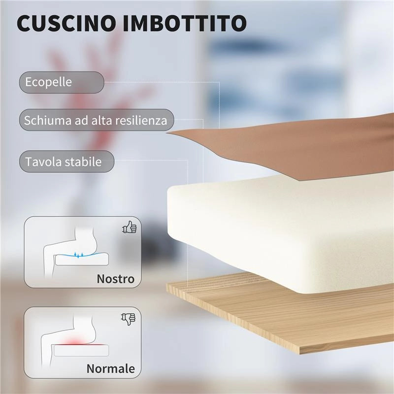 SEDIA DA UFFICIO RECLINABILE IN FINTA PELLE CON POGGIAPIEDI E ROTELLE, 65X67X111-119 CM, MARRONE