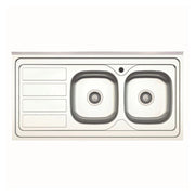 Lavello da appoggio SA46 due vasche con gocciolatoio sinistro 120x60cm. inox