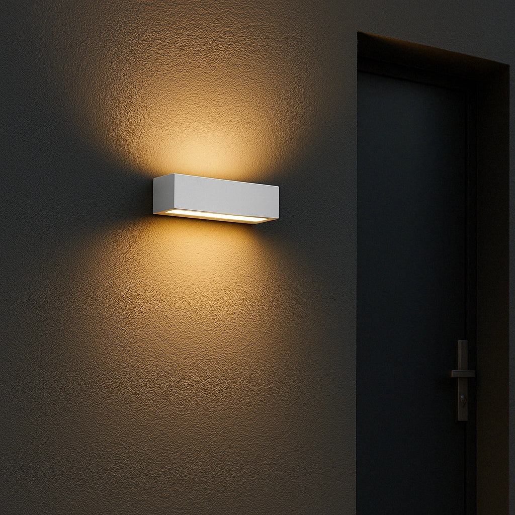 Applique Bianco a LED da Esterno IP65 Biemissione 14W con Selettore Colore, 1100 Lumen, Luce Calda Naturale Fredda, Alluminio, per Facciata