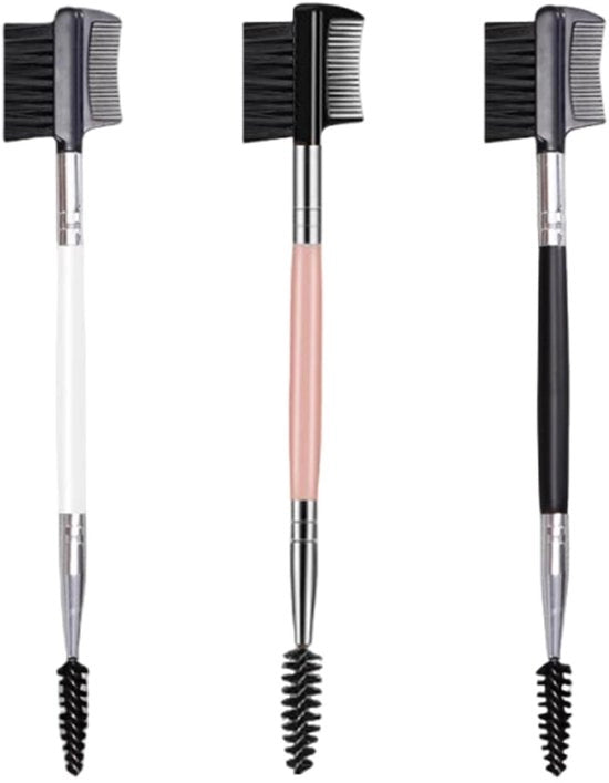 Kit di pennelli per sopracciglia a doppia faccia - 3 pezzi - fibra sintetica - 20 cm - pennello per trucco