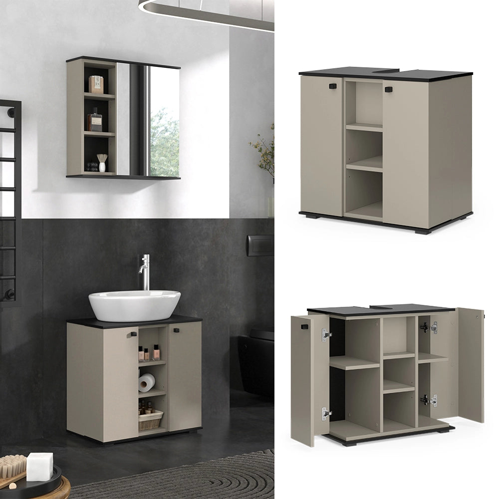 Vicco Mobile sottolavabo per bagno Grigio 60 x 59 cm con 2 porte