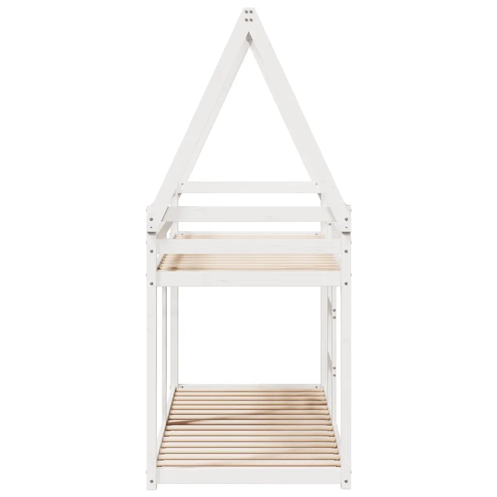 Letto a Castello con Tetto Bianco 90x200 cm in Legno di Pino 3282080