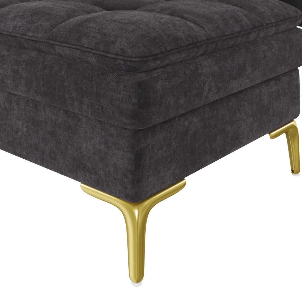 Sofa a U modulare 4-5 posti 262x134x86 cm in chenille nero; con 2 chaise longue