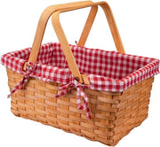 Scatola Regalo a Cestiello in Rattan per Camping e Pic-Nic, Scatola Regalo in Legno 32 x 20 x 16 cm