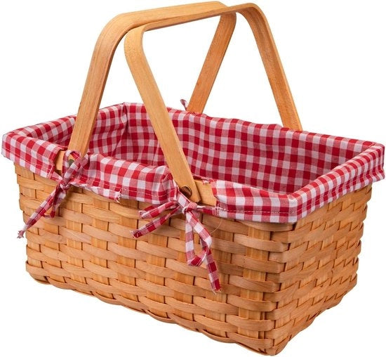 Scatola Regalo a Cestiello in Rattan per Camping e Pic-Nic, Scatola Regalo in Legno 32 x 20 x 16 cm