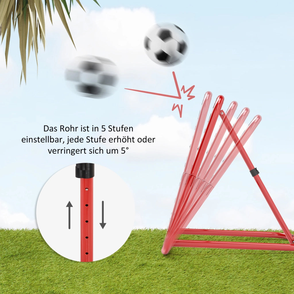 Parete di Rimbalzo Calcio Pieghevole ¨C Minimal ¨C Rosso, Metallico, 78x84x65-78 cm