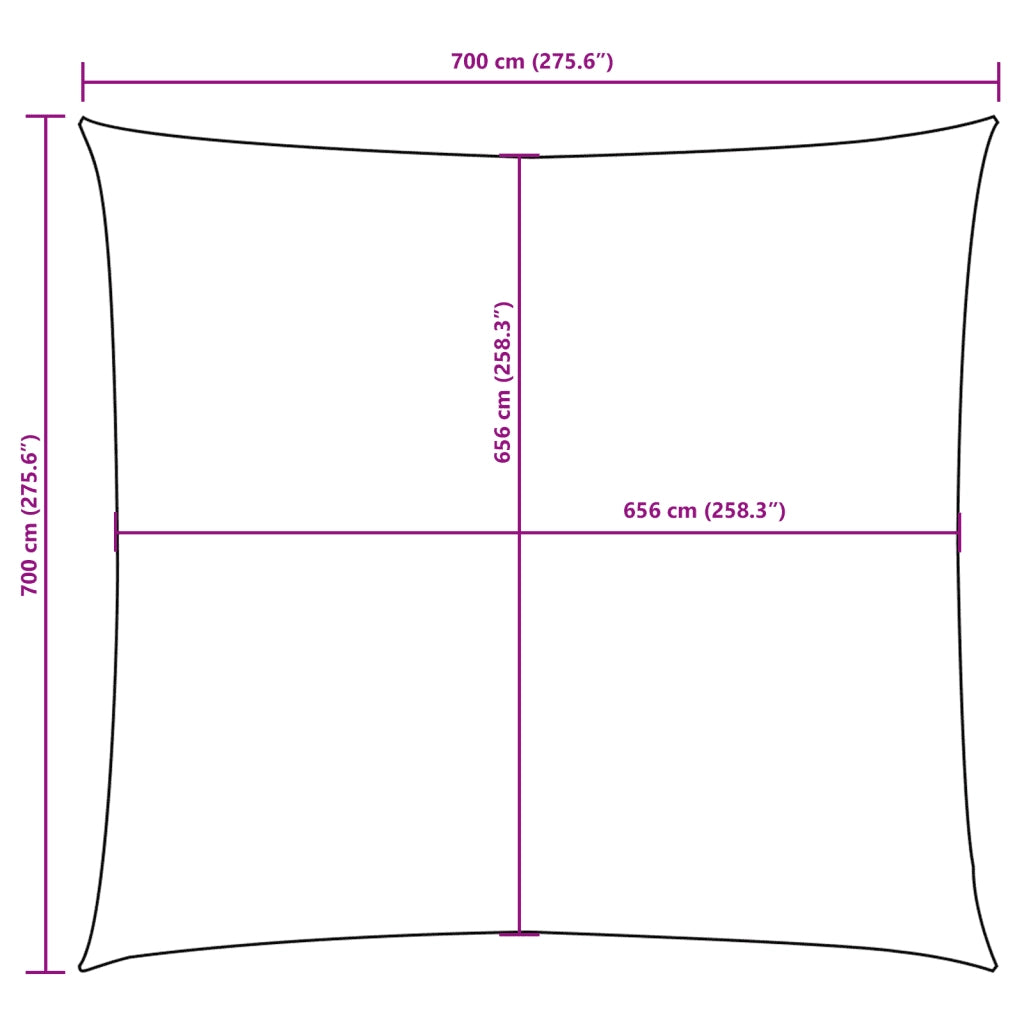 Parasole a Vela in Tela Oxford Quadrato 7x7 m Beige 135143
