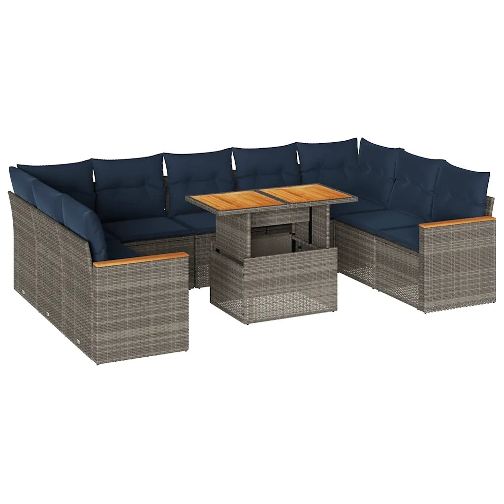 Set Divano da Giardino 10 pz con Cuscini Grigio in Polyrattan 3327533