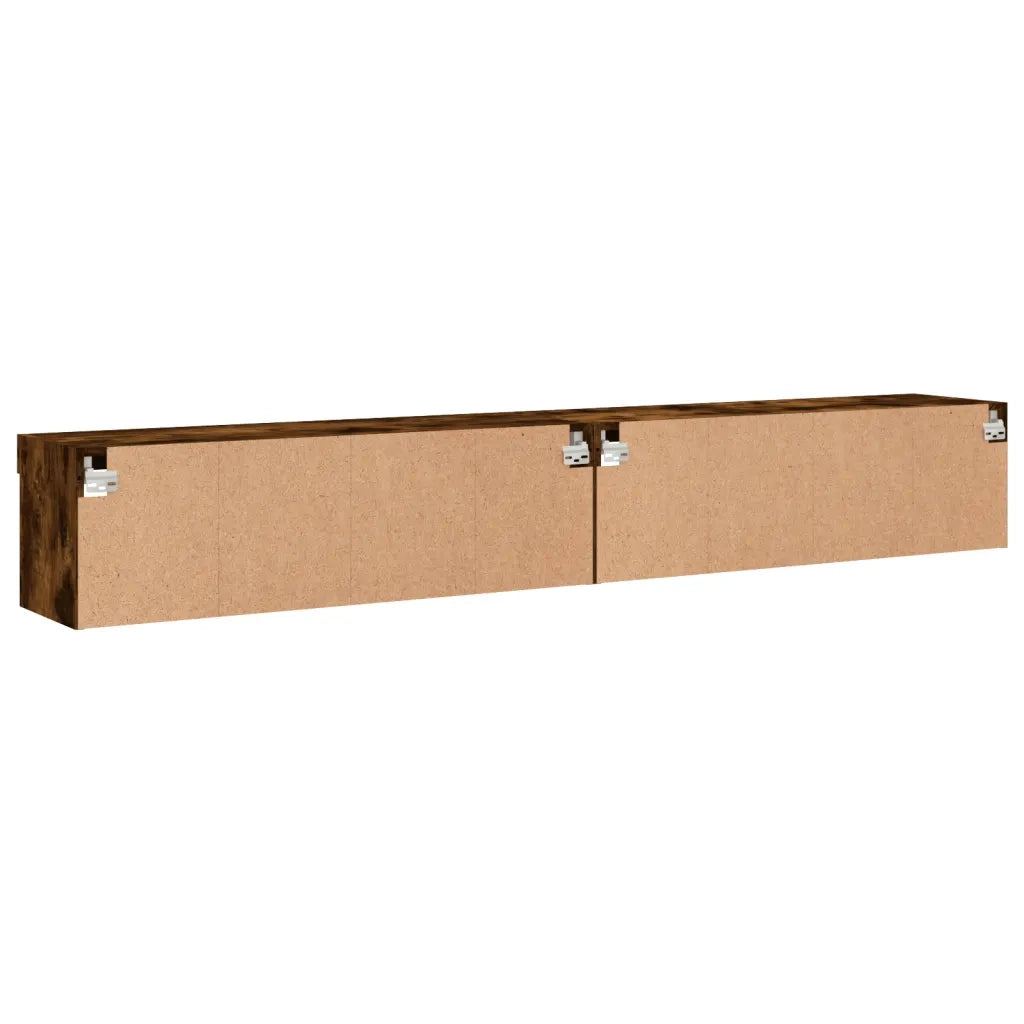 vidaXL Mobili Porta TV con Luci LED 2 pz Rovere Fumo 100x30x30 cm